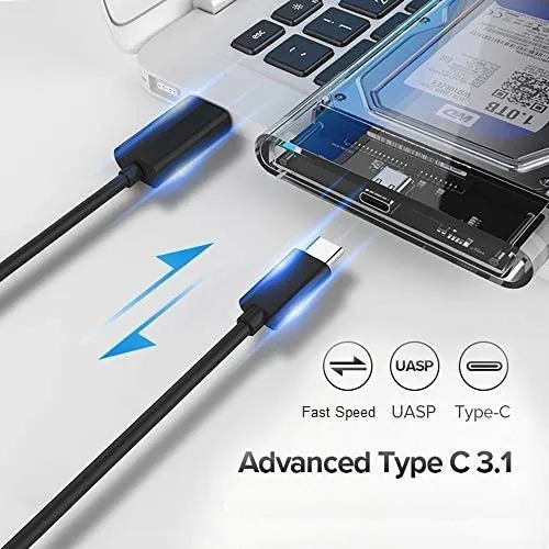 SmartTech 2.5 inch Sata HDD / SSD Hard Drive Enclosure USB 3.1 with Type C OTG Cable Internal Hard Disk Drive Case